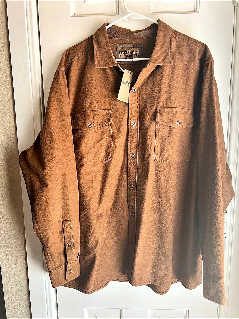 North River Ranch Jacket Men's Brown Casual Button Down Shirt XXL